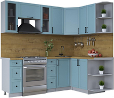 Готовая кухня Интерлиния Тренд 1.5x2.2 правая (океан/океан/дуб бунратти)