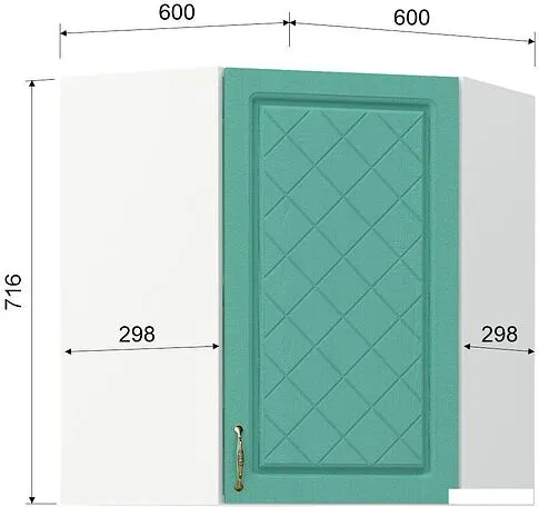 Шкаф навесной Mio Tesoro Модена ШВУ 600 угловой (белый/дуб бирюзовый)