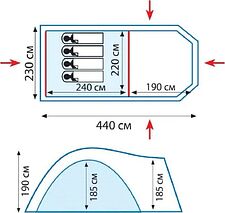 Кемпинговая палатка TRAMP Anaconda 4 v2 (песочный)