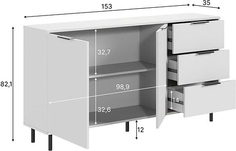 Тумба Mio Tesoro Rimini KOM2D3S/150 (белый/белый)