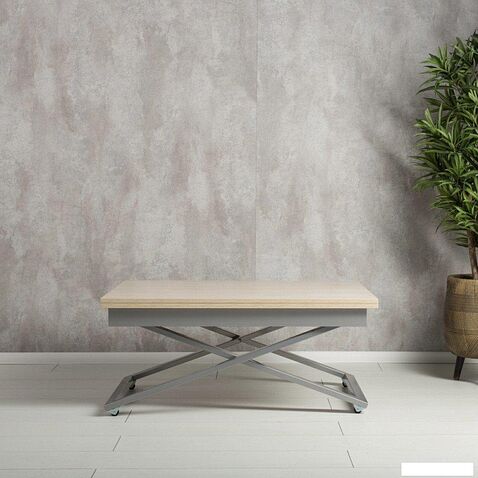 Стол-трансформер Levmar Apollo D68/S59 (дуб шамони светлый/серебро)