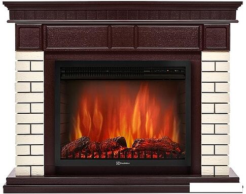 Портал Firelight Bricks 30 (камень бежевый/шпон темный дуб)