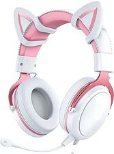 Наушники Onikuma X10 (белый/розовый, с ушками)