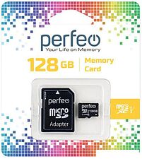 Карта памяти Perfeo microSDXC PF128GMCSX10U1A 128GB (с адаптером) Карта памяти Perfeo microSDXC PF128GMCSX10U1A 128GB (с адаптером)