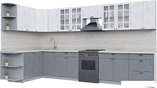 Готовая кухня Интерлиния Берес 1.5x3.0 правая (дуб полярный/дуб серый/травертин серый) Готовая кухня Интерлиния Берес 1.5x3.0 правая (дуб полярный/дуб серый/травертин серый)