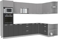 Готовая кухня Интерлиния Мила Лайт 1.68x3.0 правая без столешницы (серебристый/антрацит)