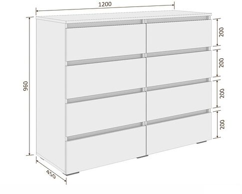 Комод Кортекс-мебель Бари 120 8ш (орех элия/орех элия/орех элия)