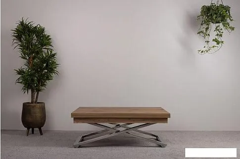 Стол-трансформер Levmar Cross D38/S79 (дуб вотан/нержавеющая сталь)