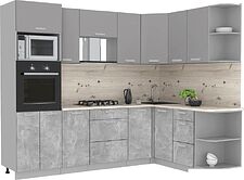 Готовая кухня Интерлиния Мила Лайт 1.68x2.6 правая (серебристый/бетон/бискайская сосна) Готовая кухня Интерлиния Мила Лайт 1.68x2.6 правая (серебристый/бетон/бискайская сосна)