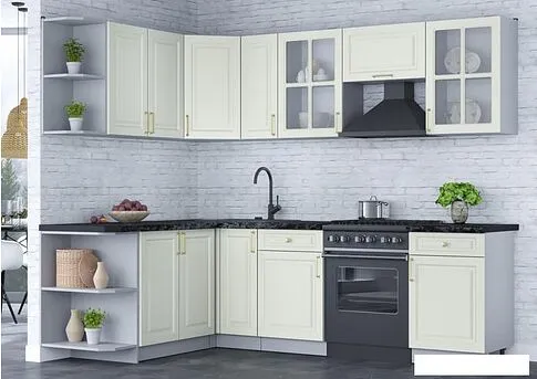 Готовая кухня Интерлиния Мила Шато 1.7x2.5 левая (белый/белый/кастилло темный)