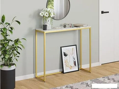 Консольный стол LoftyHome Мальборк 1627984 (мрамор сноу/золото)