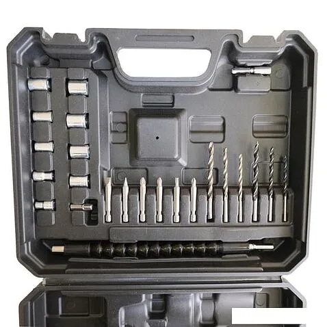 Дрель-шуруповерт Edon AD-12 1002010341 (с 2-мя АКБ, кейс, набор оснастки)