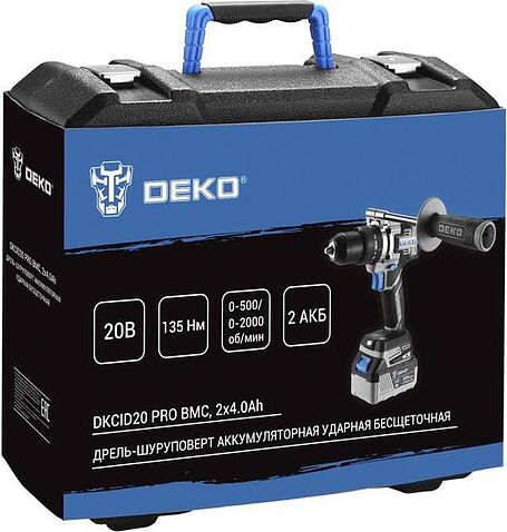 Ударная дрель-шуруповерт Deko DKCID20 Pro 063-4437 (с 2-мя АКБ, кейс)
