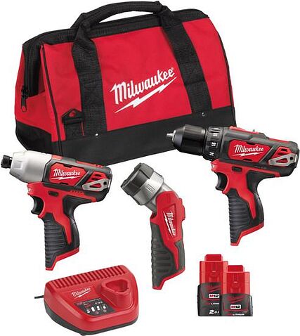 Milwaukee М12 ВPP3А-202B 4933441225 (шуруповерт, винтоверт, фонарь, 2 АКБ, сумка)
