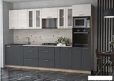 Готовая кухня Интерлиния Мила 3.2 ВТ (вудлайн кремовый/антрацит/бискайская сосна)