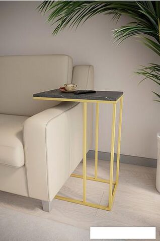 Приставной столик Калифорния мебель Агами Голд (черный мрамор)