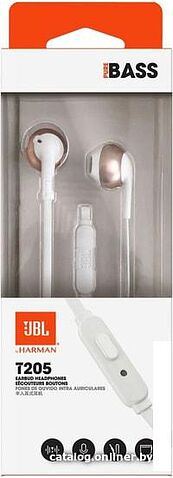 Наушники с микрофоном JBL T205 (розовое золото)