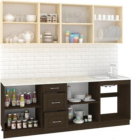 Кухня Кортекс-мебель Корнелия Ретро 2.2м (ясень белый/королевский опал)