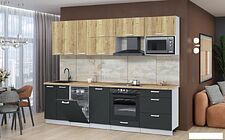 Готовая кухня Интерлиния Мила Лайт 2.7-ПМ4 (дуб золотой/антрацит/дуб бунратти)