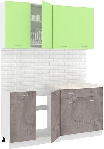 Готовая кухня Кортекс-мебель Корнелия Лира-лайт км.02518 1.6 м (зеленый/оникс/королевский опал)