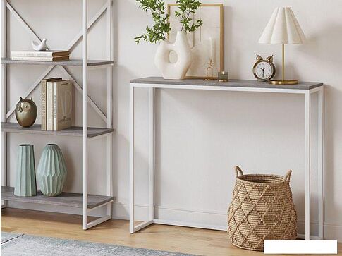 Консольный стол LoftyHome Мальборк 1627936 (смоук, с белым основанием)