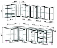 Готовая кухня Интерлиния Мила Пластик 1.2x3.1 (черный глянец/белый глянец/опал светлый) Готовая кухня Интерлиния Мила Пластик 1.2x3.1 (черный глянец/белый глянец/опал светлый)