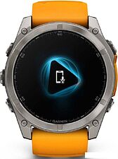 Умные часы Garmin Fenix 8 Sapphire 51мм (титановый, оранжевый силиконовый ремешок)