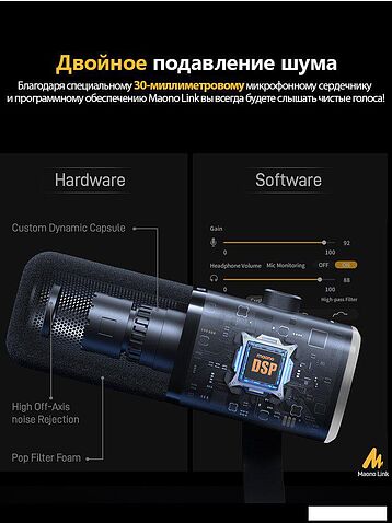 Проводной микрофон Maono PD100X (черный)