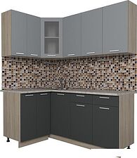 Готовая кухня Интерлиния Мила 12x18 (антрацит/серебро)