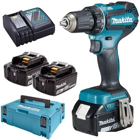 Дрель-шуруповерт Makita DDF485RF3J (с 3-мя АКБ, кейс)