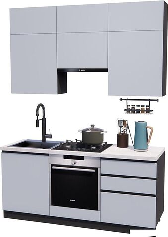 Готовая кухня ВерсоМебель Эко Премиум 1.8 (сумеречный голубой/ст. мрамор лацио)