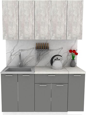 Готовая кухня ЭлиГард Lion 1.5 (ледяное дерево/дымчатый алмаз/королевский опал)