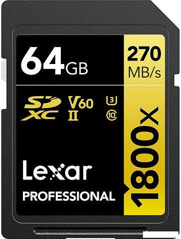 Карта памяти Lexar Professional 1800x SDXC LSD1800064G-BNNNG 64GB