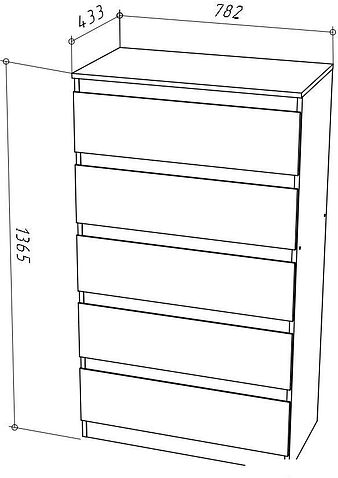 Комод НК-Мебель Stern Т-8 5-я 72676286 (16 мм, дуб сонома)