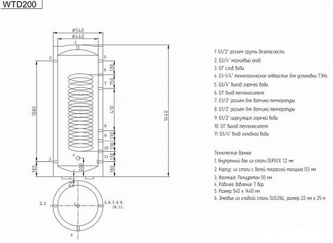 Бойлер косвенного нагрева Viena WTD 200