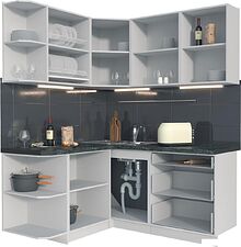 Кухонный модуль Интерлиния Мила Матте 1.5x1.7 А (белый/черный/дуб бунратти)