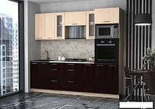 Готовая кухня Интерлиния Мила 2.4 ВТ (дуб молочный/дуб венге/малага)