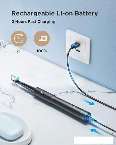 Электрическая зубная щетка Fairywill E11 (черный, 8 насадок)