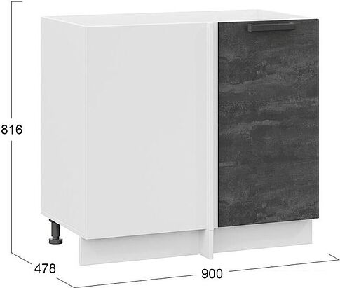 Шкаф напольный Трия Детройт 1Н9У (белый/угольный камень)