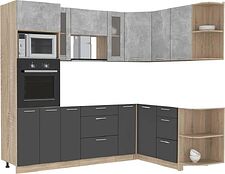 Готовая кухня Интерлиния Мила 1.68x2.4 правая без столешницы (бетон/антрацит)