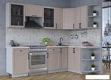 Готовая кухня Интерлиния Тренд 1.5x2.5 правая (луна/луна/бискайская сосна)