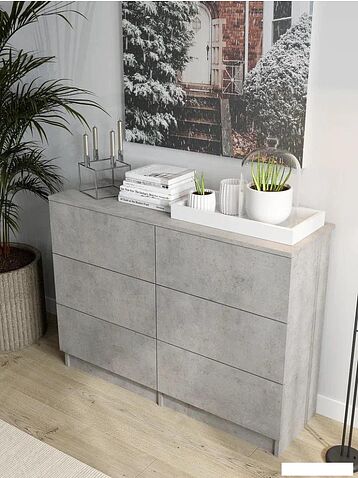 Комод Горизонт Нео 1050 6 ящиков (бетон)
