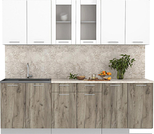 Готовая кухня Интерлиния Мила 24 (белый платинум/дуб серый/малага)