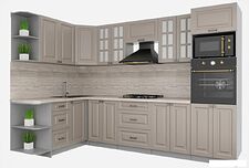 Готовая кухня Интерлиния Мила Деко 1.68x3.0 левая (луна-луна-травертин серый)