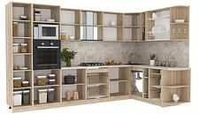 Готовая кухня Интерлиния Мила 1.88x3.4 правая (дуб белый/дуб серый/малага)