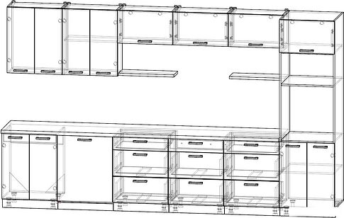 Готовая кухня Интерлиния Мила Лайт 3.6-ПМ1-2 (белый платинум/бетон портленд/белый гранит)