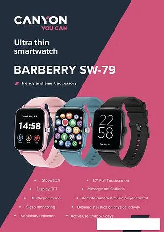 Умные часы Canyon Barberry SW-79 (черный)