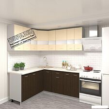 Угловая кухня Кортекс-мебель Корнелия Экстра 1.5x1.8м (дуб сонома/королевский опал)