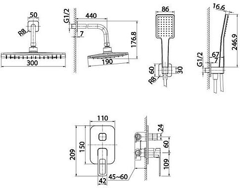 Душевая система  IDDIS SLIBL02i67