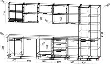 Готовая кухня Интерлиния Мила Gloss 3.7-ПМ2 (асфальт глянец/красный глянец/кастилло темный)